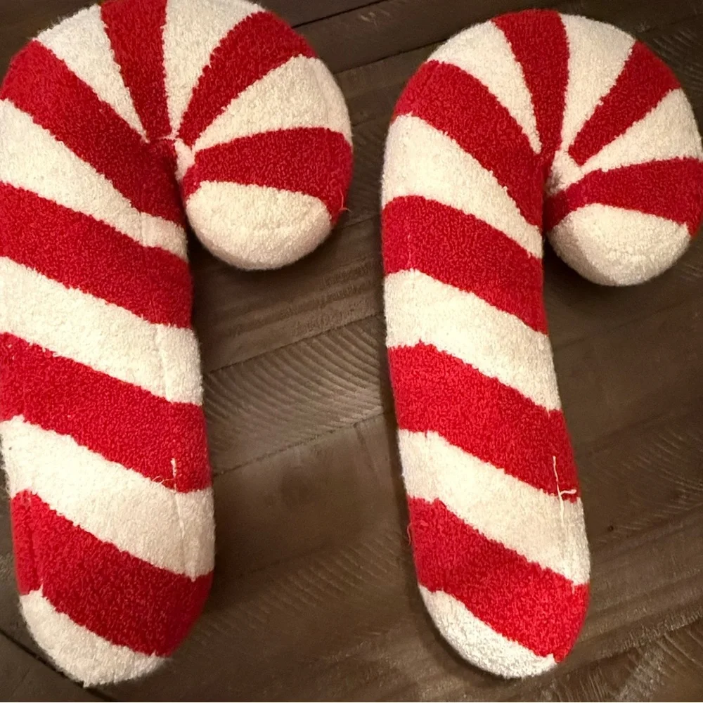 Cynthia Rowley Red and White Candy Cane Holiday Pillows